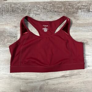 Torrid Active Sports Bra Burgundy Red Racerback Velvet Trim Size 2X Stretch